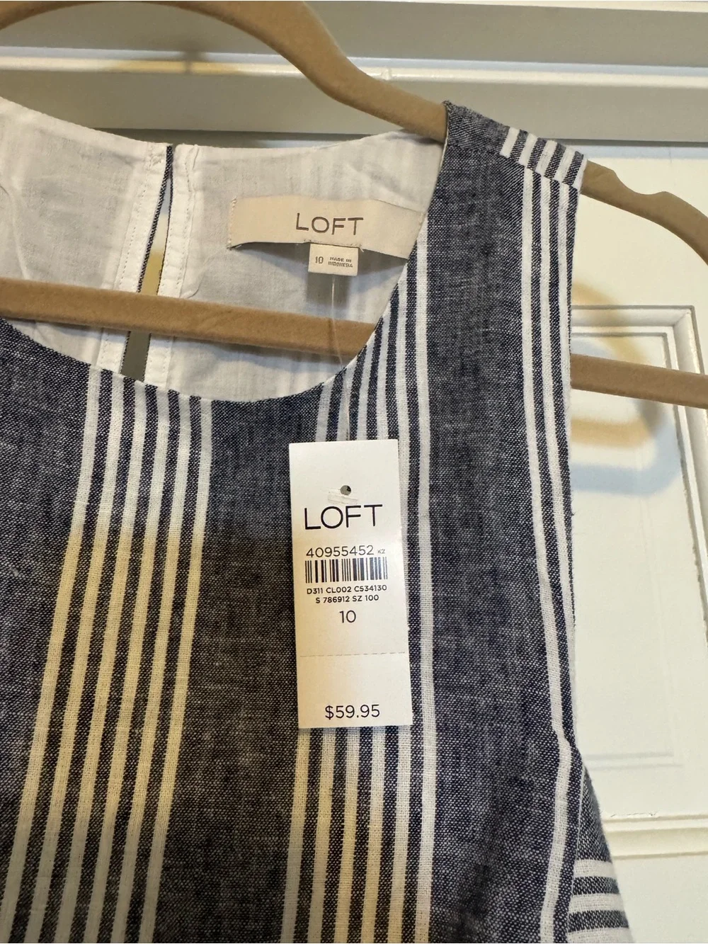 NWT! LOFT Striped Linen Cotton Shell - Picture 4 of 10